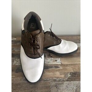 FootJoy FJ Leather White Brown Saddle Golf Shoes 45330 Mens 11.5